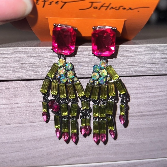Betsey Johnson Ghoul Friends Skeleton Hand Drop Earrings - Picture 1 of 3